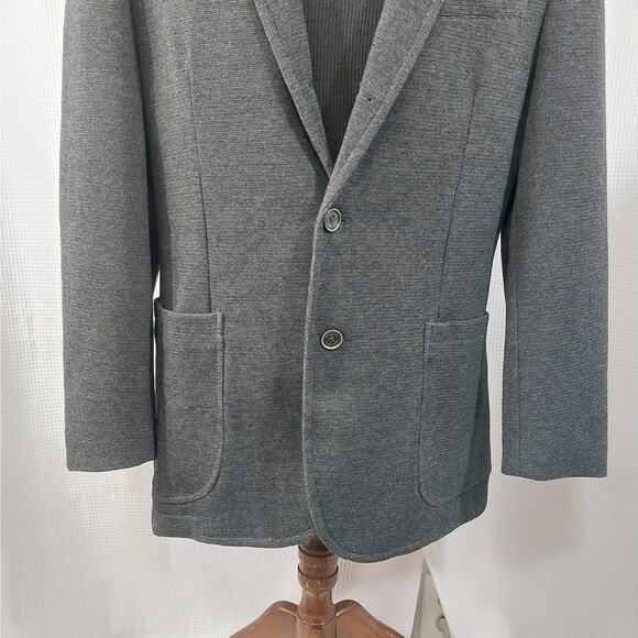 NWOT! JOSEPH ABBOUD! CHARCOAL GRAY FINE KNIT 3 BUTTON BLAZER, JACKET! SZ L - Picture 5 of 12